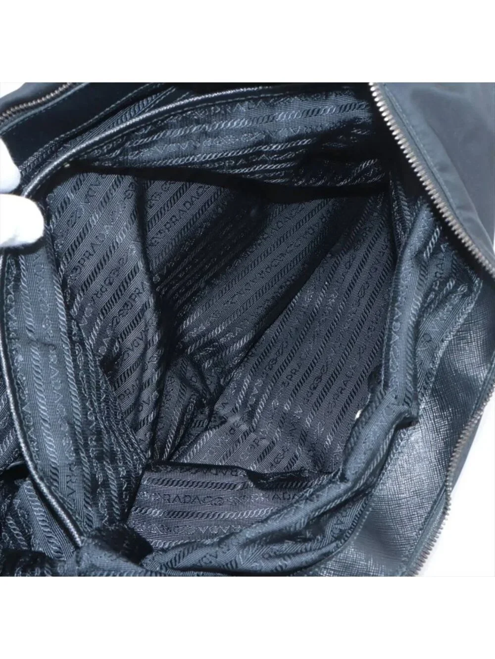 Prada Tessuto Nylon Leather Tote Shoulder Black